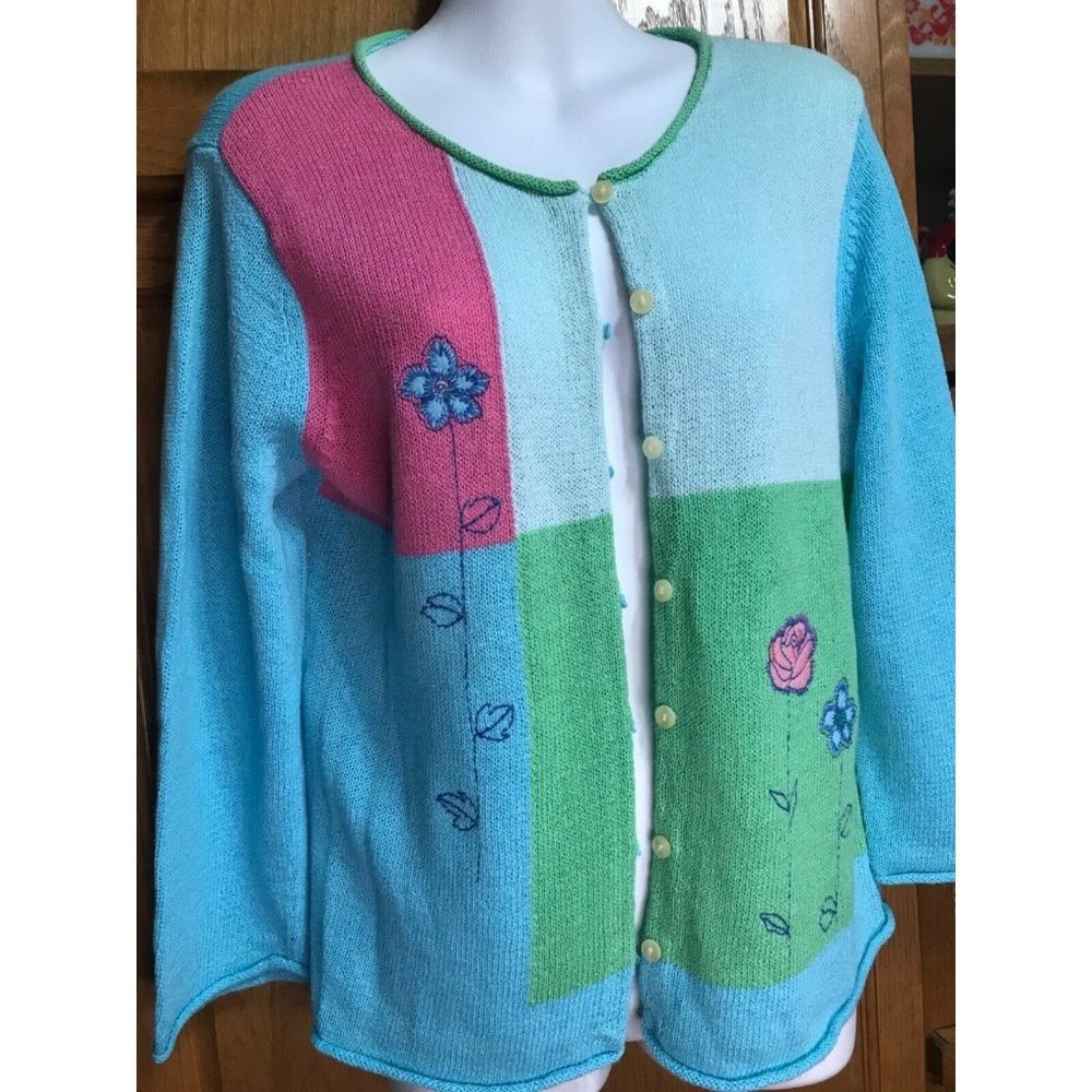 Crazy Horse  Flower Color block cardigan medium